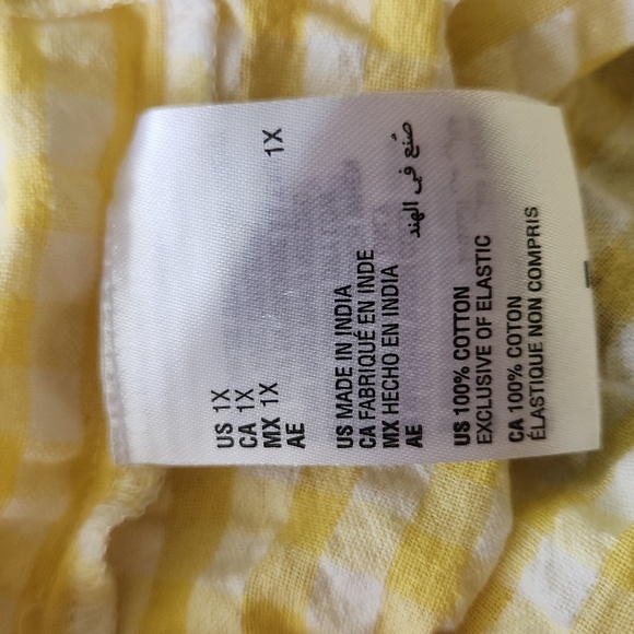 And Now This Dress Milkmaid Cotton Lace-up-Back Puffed Sleeves Tiered Gingham 1X - Picture 12 of 15